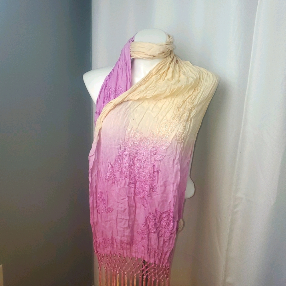 pink & Ivory ombre 2 tone scarf. Dupatta hijab - Picture 1 of 3